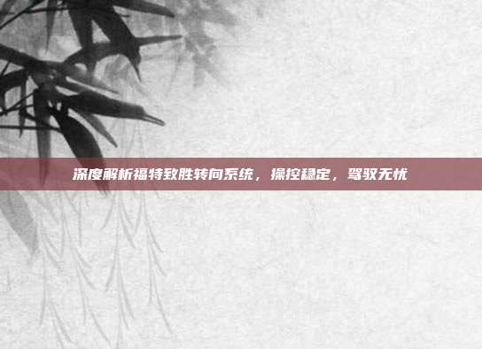 深度解析福特致胜转向系统，操控稳定，驾驭无忧