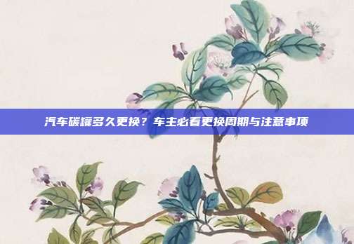 汽车碳罐多久更换？车主必看更换周期与注意事项