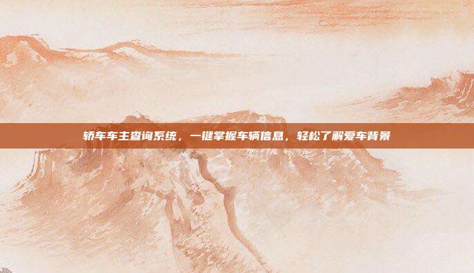 轿车车主查询系统，一键掌握车辆信息，轻松了解爱车背景