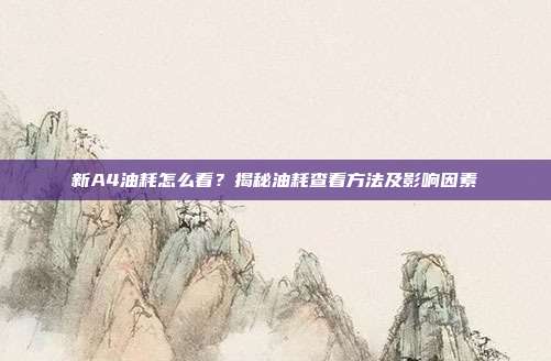 新A4油耗怎么看？揭秘油耗查看方法及影响因素