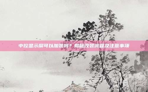 中控显示屏可以加装吗？揭秘改装流程及注意事项