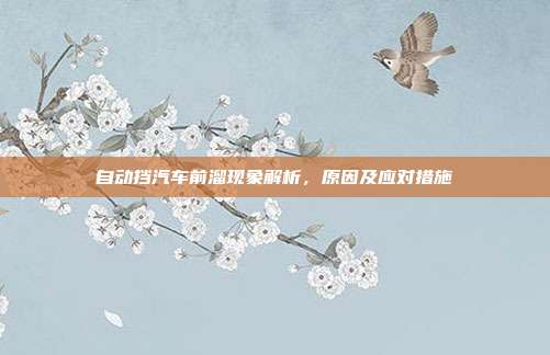 自动挡汽车前溜现象解析，原因及应对措施