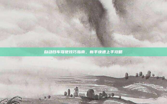 自动挡车驾驶技巧指南，新手快速上手攻略