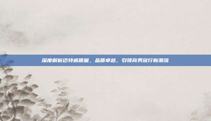 深度解析迈特威质量，品质卓越，引领商务旅行新潮流