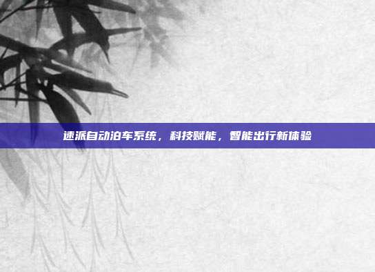 速派自动泊车系统，科技赋能，智能出行新体验