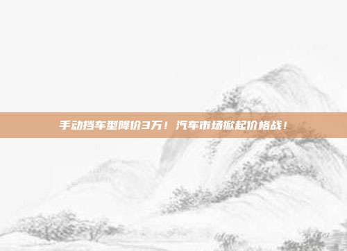 手动挡车型降价3万！汽车市场掀起价格战！