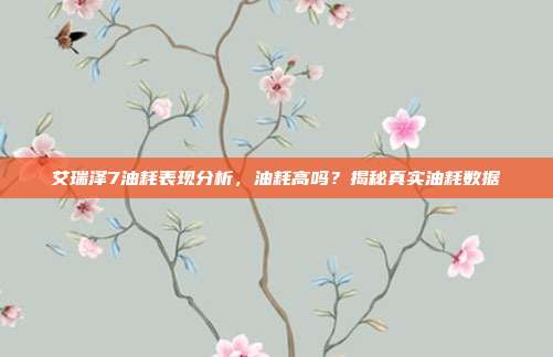 艾瑞泽7油耗表现分析，油耗高吗？揭秘真实油耗数据