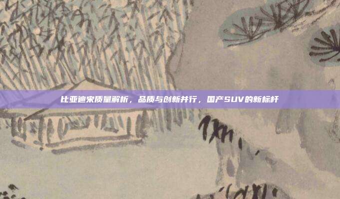 比亚迪宋质量解析，品质与创新并行，国产SUV的新标杆