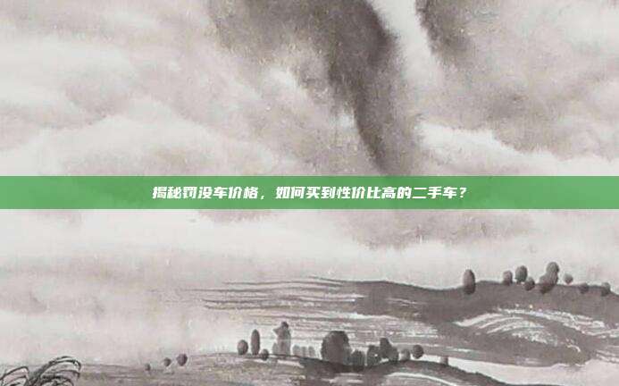 揭秘罚没车价格，如何买到性价比高的二手车？