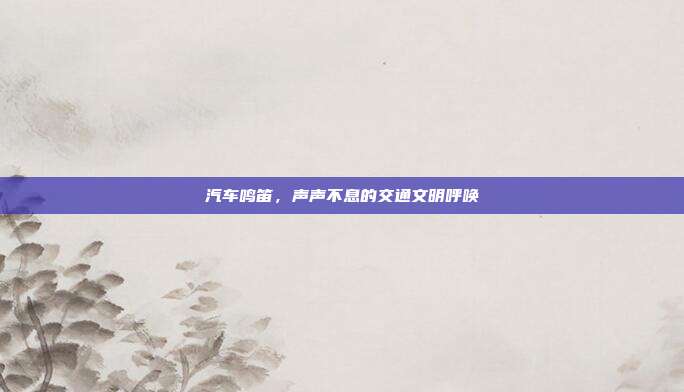 汽车鸣笛，声声不息的交通文明呼唤
