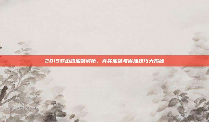 2015款迈腾油耗解析，真实油耗与省油技巧大揭秘