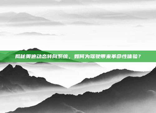 揭秘奥迪动态转向系统，如何为驾驶带来革命性体验？