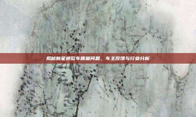 揭秘新蒙迪欧车质量问题，车主反馈与行业分析