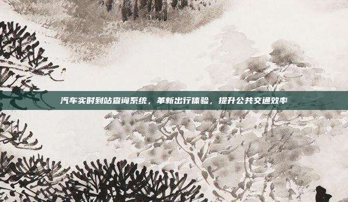 汽车实时到站查询系统，革新出行体验，提升公共交通效率