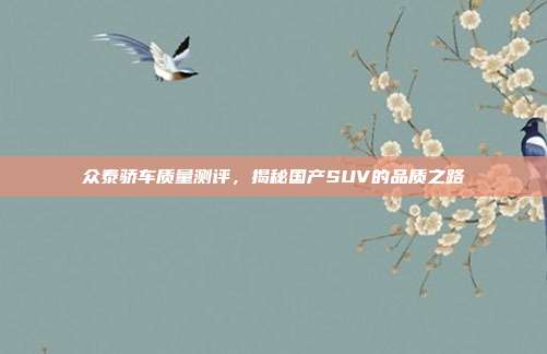 众泰骄车质量测评，揭秘国产SUV的品质之路