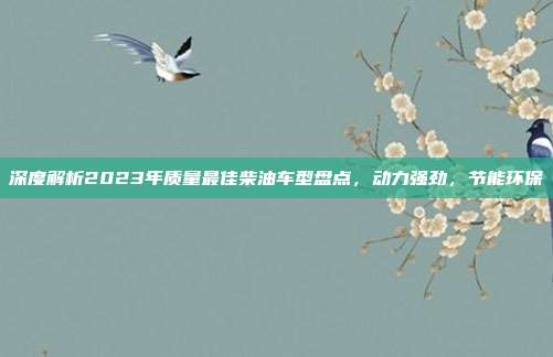 深度解析2023年质量最佳柴油车型盘点，动力强劲，节能环保