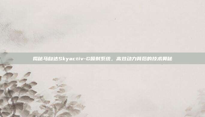 揭秘马自达Skyactiv-G喷射系统，高效动力背后的技术奥秘