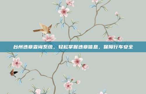 台州违章查询系统，轻松掌握违章信息，保障行车安全
