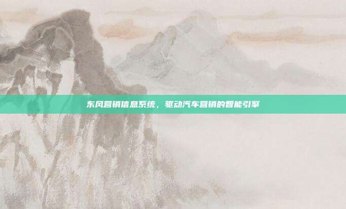 东风营销信息系统，驱动汽车营销的智能引擎