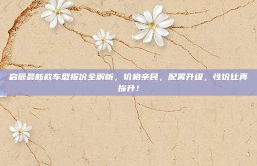 启辰最新款车型报价全解析，价格亲民，配置升级，性价比再提升！