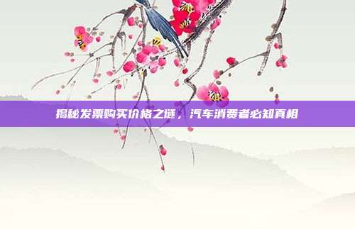 揭秘发票购买价格之谜，汽车消费者必知真相