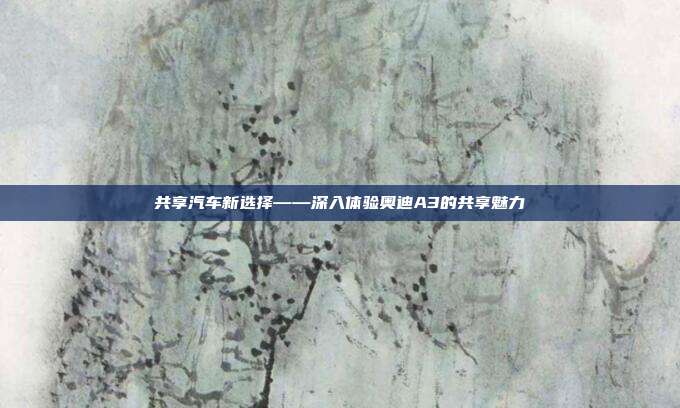 共享汽车新选择——深入体验奥迪A3的共享魅力