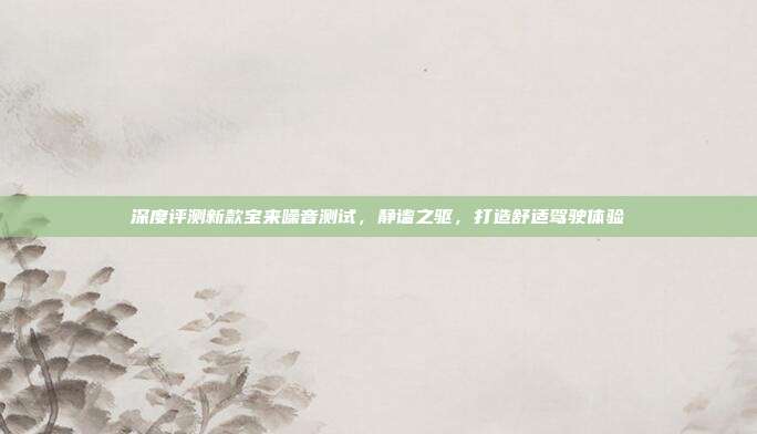 深度评测新款宝来噪音测试，静谧之驱，打造舒适驾驶体验