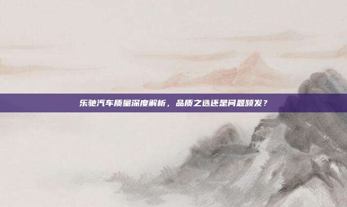 乐驰汽车质量深度解析，品质之选还是问题频发？