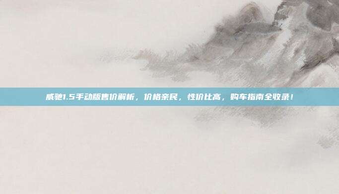 威驰1.5手动版售价解析，价格亲民，性价比高，购车指南全收录！