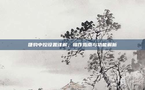 捷豹中控设置详解，操作指南与功能解析
