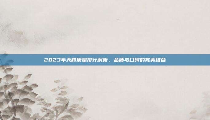 2023年天籁质量排行解析，品质与口碑的完美结合