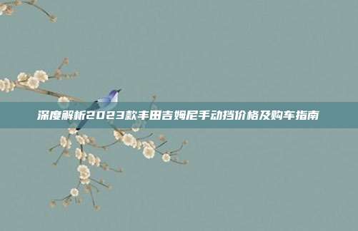 深度解析2023款丰田吉姆尼手动挡价格及购车指南
