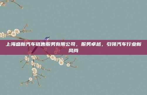 上海盛新汽车销售服务有限公司，服务卓越，引领汽车行业新风尚