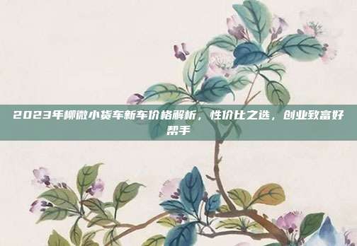 2023年柳微小货车新车价格解析，性价比之选，创业致富好帮手