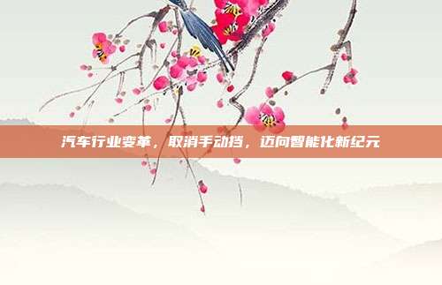汽车行业变革，取消手动挡，迈向智能化新纪元