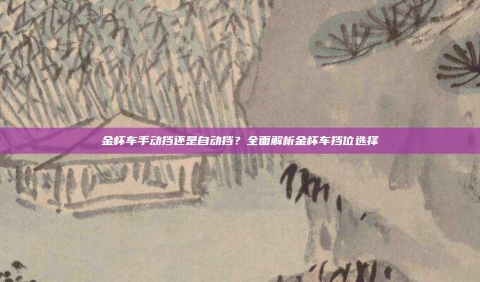 金杯车手动挡还是自动挡？全面解析金杯车挡位选择