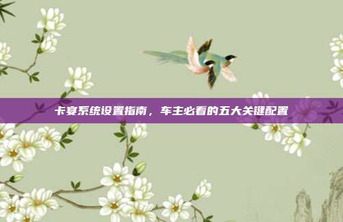 卡宴系统设置指南，车主必看的五大关键配置