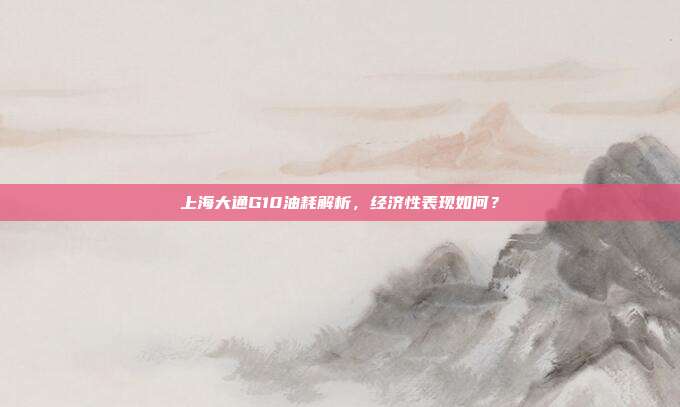 上海大通G10油耗解析，经济性表现如何？