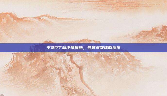 宝马3手动还是自动，性能与舒适的抉择