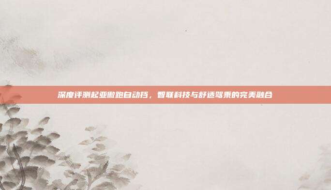 深度评测起亚傲跑自动挡，智联科技与舒适驾乘的完美融合