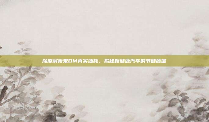 深度解析宋DM真实油耗，揭秘新能源汽车的节能秘密