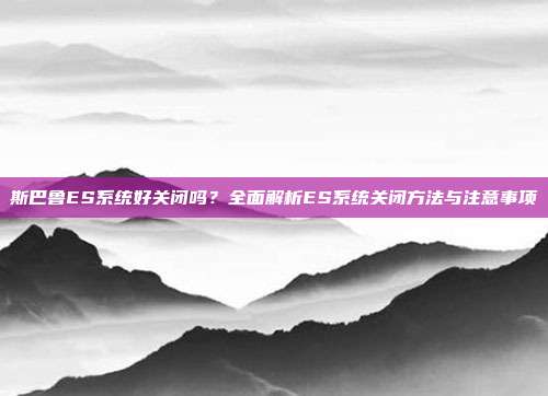 斯巴鲁ES系统好关闭吗？全面解析ES系统关闭方法与注意事项