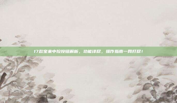 17款宝来中控按钮解析，功能详尽，操作指南一网打尽！