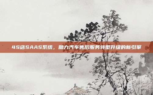 4S店SAAS系统，助力汽车售后服务转型升级的新引擎