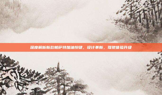深度解析新款帕萨特加油按键，设计革新，驾驶体验升级