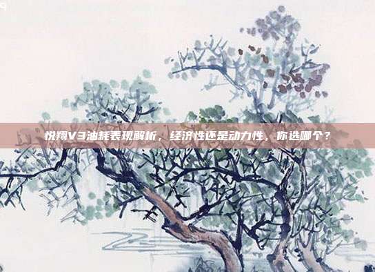 悦翔V3油耗表现解析，经济性还是动力性，你选哪个？
