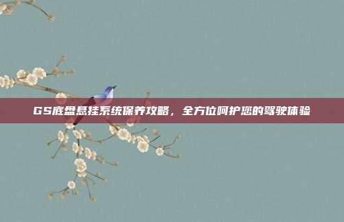GS底盘悬挂系统保养攻略，全方位呵护您的驾驶体验