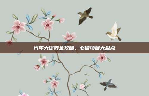 汽车大保养全攻略，必做项目大盘点