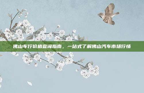 佛山车行价格查询指南，一站式了解佛山汽车市场行情