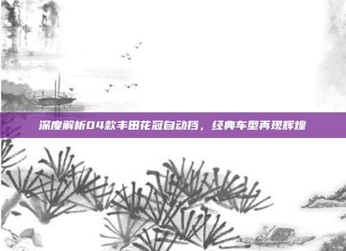 深度解析04款丰田花冠自动挡，经典车型再现辉煌